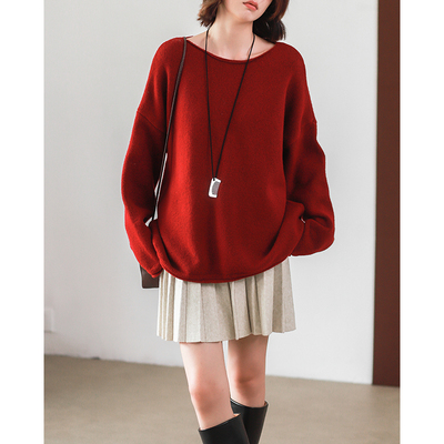 一字领羊绒毛衣无静电V领套头