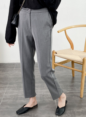 好穿显瘦 后裤脚倒V剪刀口九分小脚西装裤 秋冬百搭烟管裤女66003