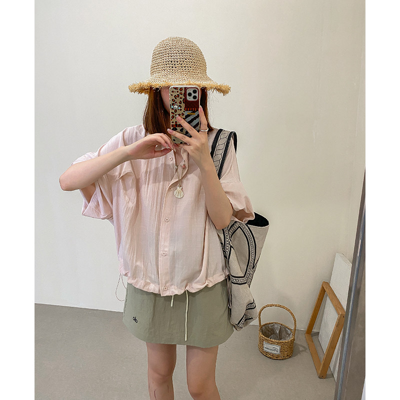 菲尔丹原宿风宽边袖口竹节棉衬衫