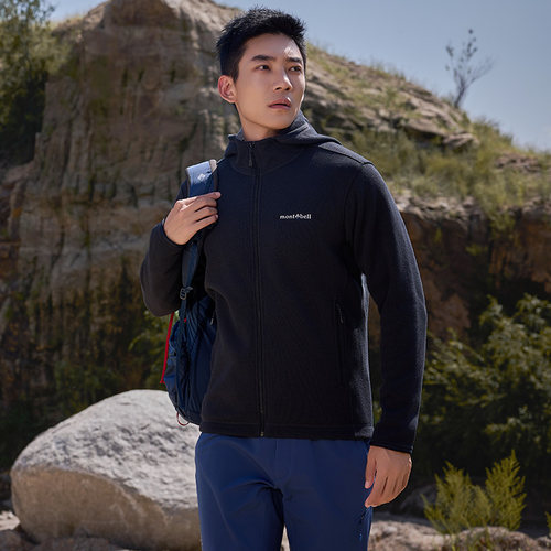 montbell日本男款连帽抓绒衣