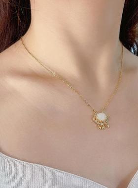 2026玉髓祥云平安锁项链女ins不掉色如意锁骨链送妈妈女友情人节