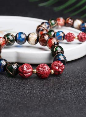 2026网络爆款香灰琉璃手链虎年生肖本命年朱砂三合香灰琉璃珠手串