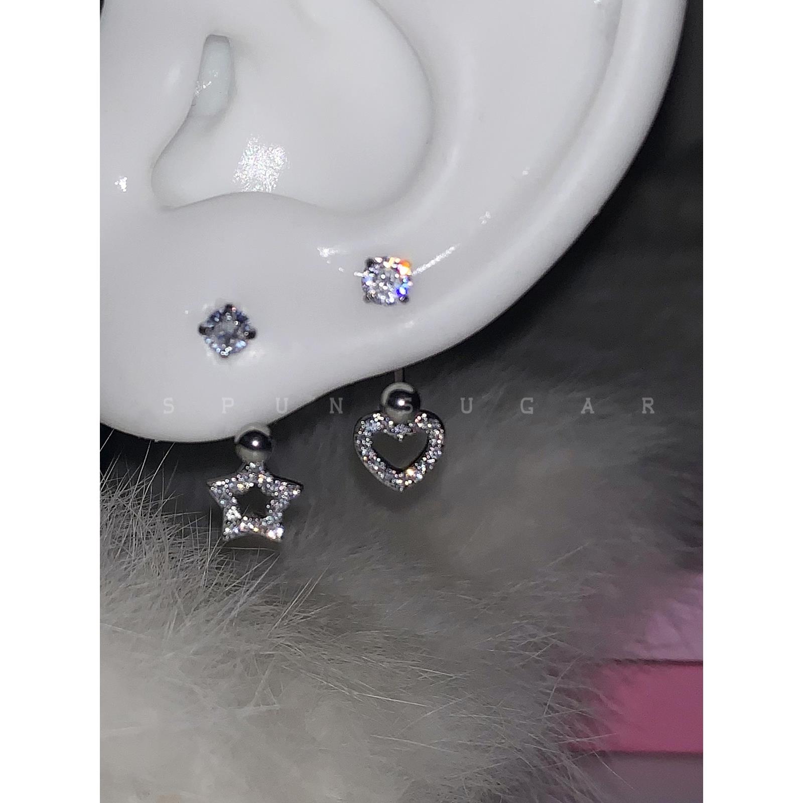 2026钛钢锆石十字架u型马蹄环耳骨钉养耳洞螺丝闪闪蝴蝶爱心耳钉