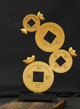 2026元宝铜钱工艺品品摆件新中式客厅玄关电视柜装饰乔迁新居开业