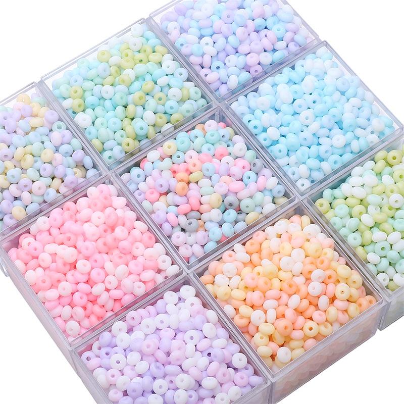 2025玻璃磨砂矿物算盘珠散珠diy手链项链饰品手工制作扁米珠串珠