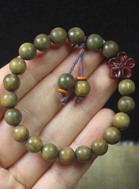 2026绿檀8mm单圈手串血檀花朵女款手链森系文玩佛珠念珠手饰礼品