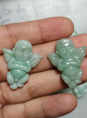 2026翡翠a货小天使玉吊坠缅甸玉浅绿挂件宝宝玉坠厂家