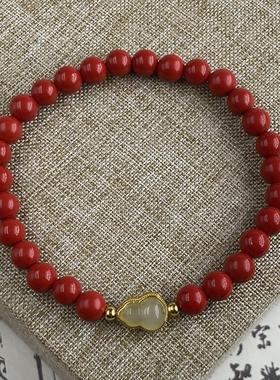 2026朱砂红砂手串本命年单圈手链素圈葫芦男女款百搭礼物工厂