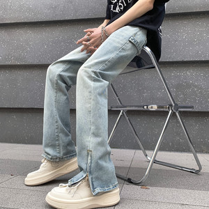 2023春夏2新款高街美式拉链排扣男女牛仔裤 611-3 K763 P60图片