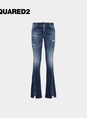 【5折】DSQUARED2/D2次方秋冬女士修身开叉牛仔裤TRUMPET