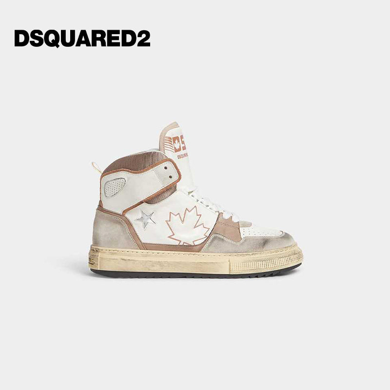 DSQUARED2/D2次方 男士复古做旧休闲高帮运动鞋图片