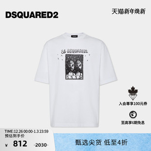 D2次方 DSQUARED2 男士 卡通印花宽松落肩袖 T恤 时尚 4折