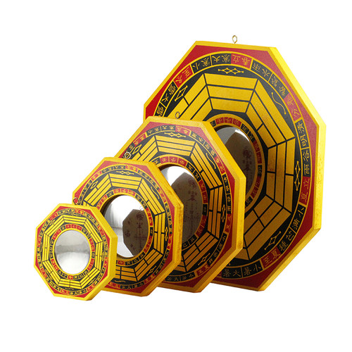 慈缘正堂实木凸镜八卦镜对大门口