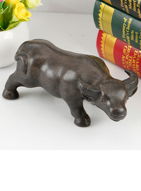 慈缘正堂 陶瓷水牛摆件 紫砂牛茶宠大水牛大号创意茶台办公室礼品