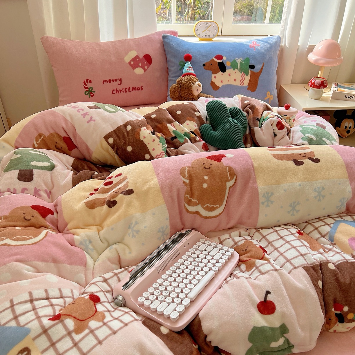 ins风冬季加厚牛奶绒四件套珊瑚绒被套床单床笠款床上用品三件套