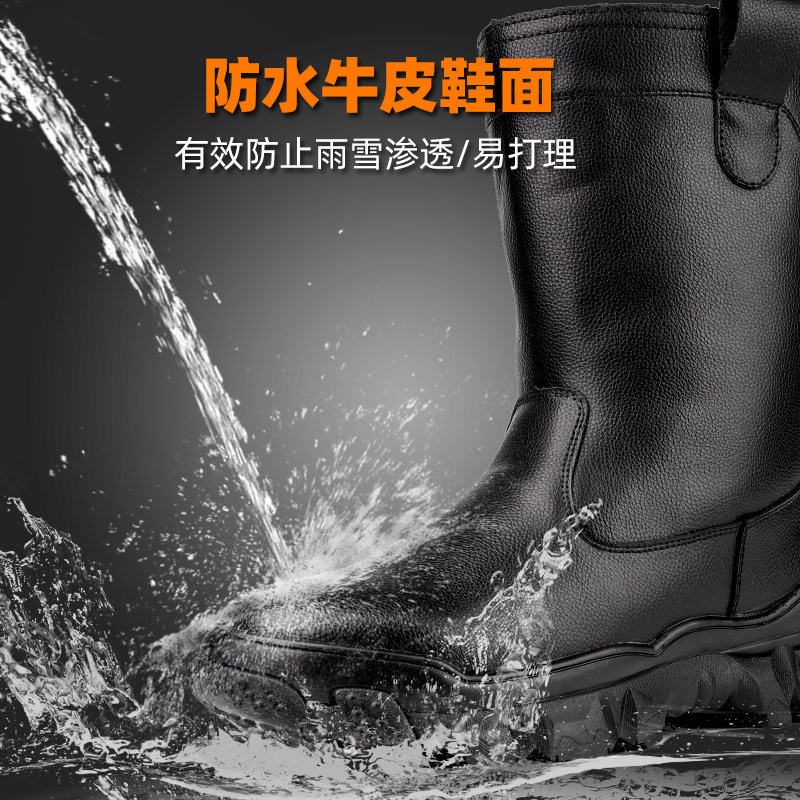 PURE WOOL LEATHER SNOW BOOTS MENS HIGH WINTER FUR INTEGRATED RIDING MOTORCYCLE BOOTS WARM THICKENED WATERPROOF COTTON SHOES
