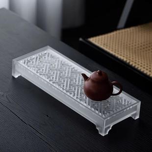 透明亚克力蓄水壶承正长方形茶具茶杯收纳架小茶盘茶承茶托盘干泡