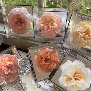 扁方形亚克力镜面花盒芍药山茶花展示收纳盒玫瑰永生花不凋花礼盒