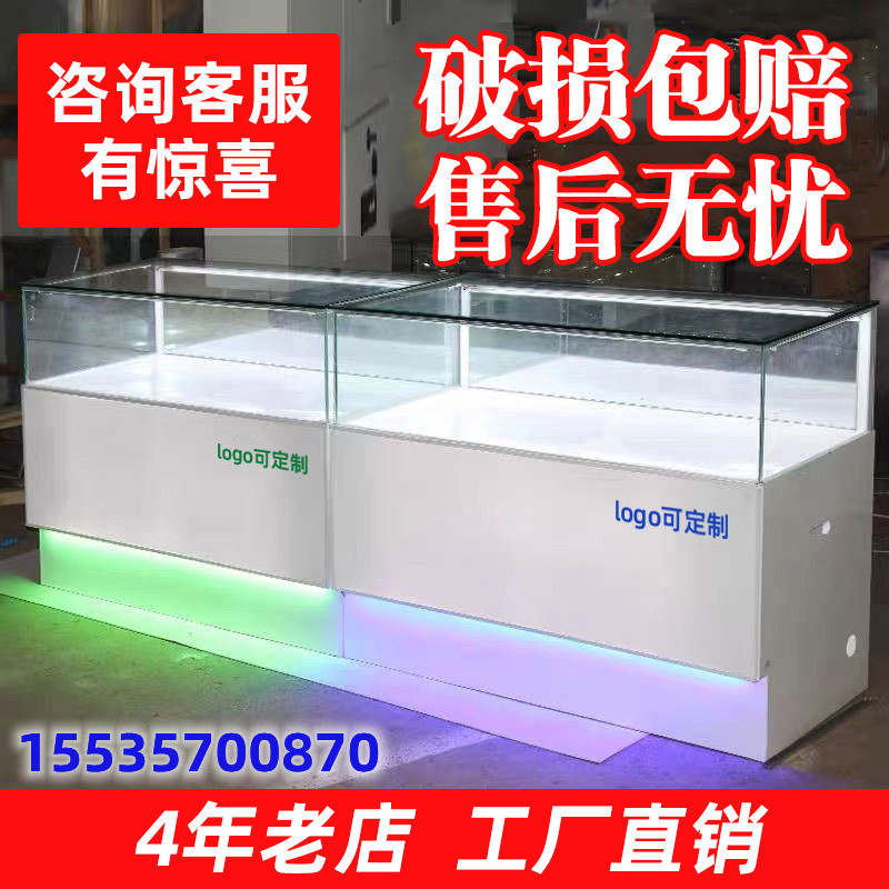 手机柜台新款商用珠角漆宝饰产品靠墙烤铁柜转柜透明玻璃展示柜台