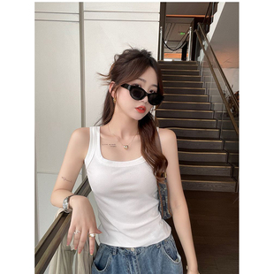 洋气减龄上衣 外穿打底方领大码 吊带背心女春夏季 内搭修身 时尚
