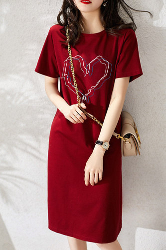 日系小香风短袖T恤连衣裙