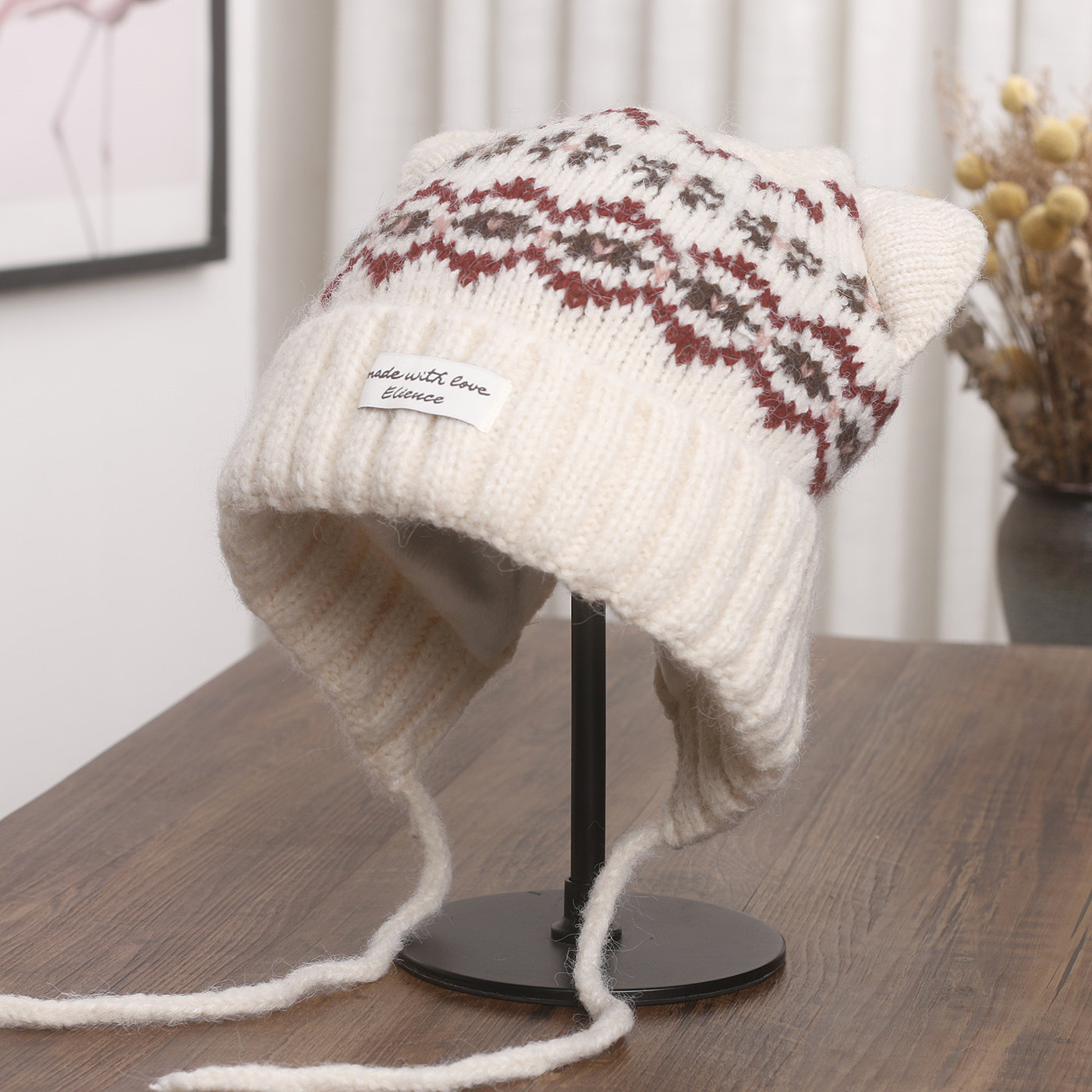 可爱猫耳朵费尔岛毛线帽子女冬季加绒保暖包头帽显脸小针织护耳帽,服饰配件/皮带/帽子/围巾,帽子,淘宝优惠券,粉丝福利购,淘宝优惠卷