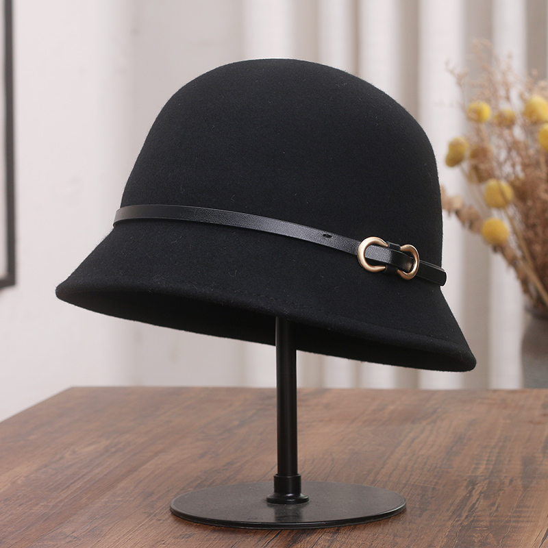 羊毛呢赫本风渔夫帽女秋冬高级感