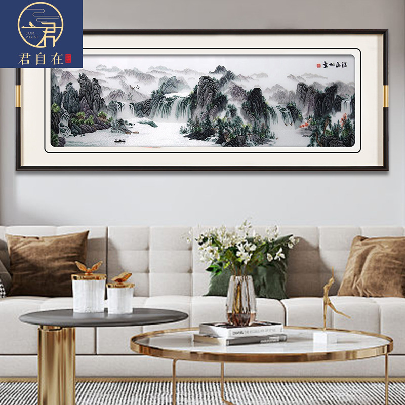 客厅挂画手工苏州刺绣成品新款鸿运当头壁画高端沙发背景墙装饰画图片