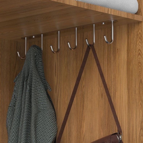 置顶不锈钢挂钩厨房橱柜底板免打孔一排钩浴室挂衣悬挂式加厚吊钩