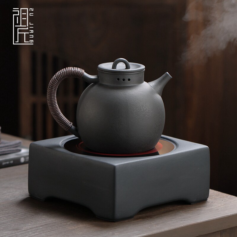 火山石陶壶煮茶壶家用陶瓷烧水壶中式小胖壶白茶煮茶器明火电陶炉
