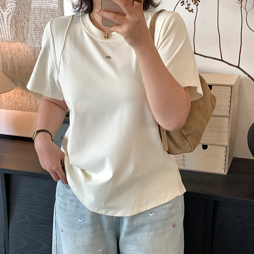2026春季新款加肥加大码女装200斤胖mm舒适休闲圆领正肩短袖t恤女