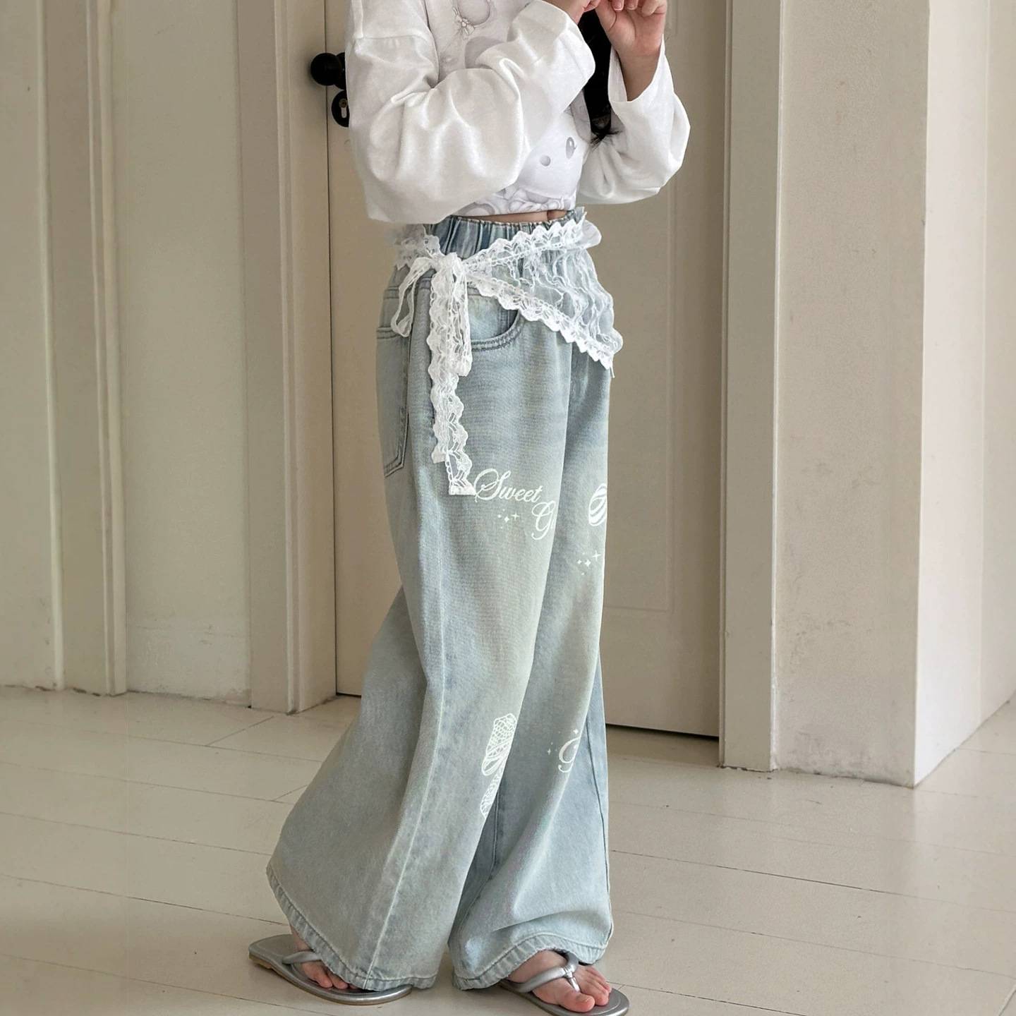 小红鱼女童裤子春秋款2026新款初中生夏装宽松牛仔裤休闲款亲子装