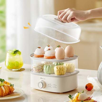 官方正品小熊煮蛋器ZDQ-K12H1电蒸锅家用多功能蒸煮一体早餐机预