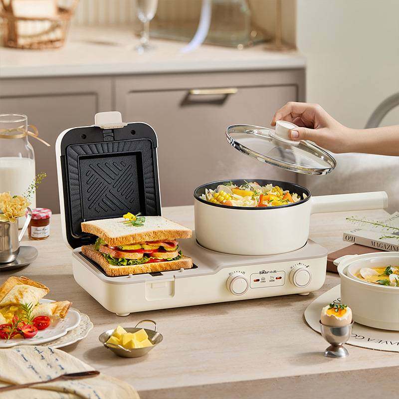 官网品牌小熊热压三明治早餐机DSL-L01H1家用多功能烤面包机懒人