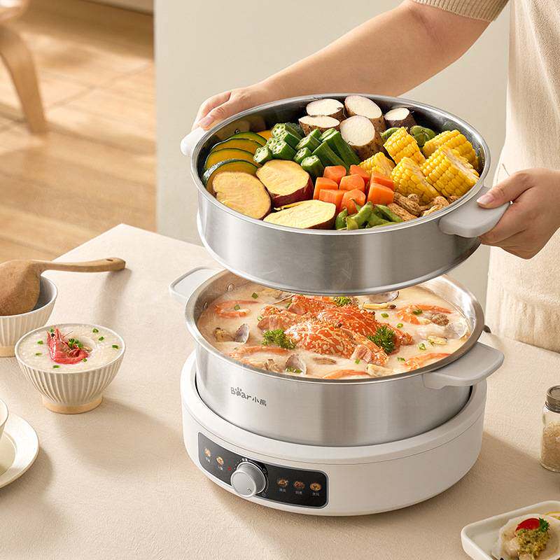 官网品牌小熊电火锅DHG-F60L2不锈钢分体式家用多功能新款电煮锅0