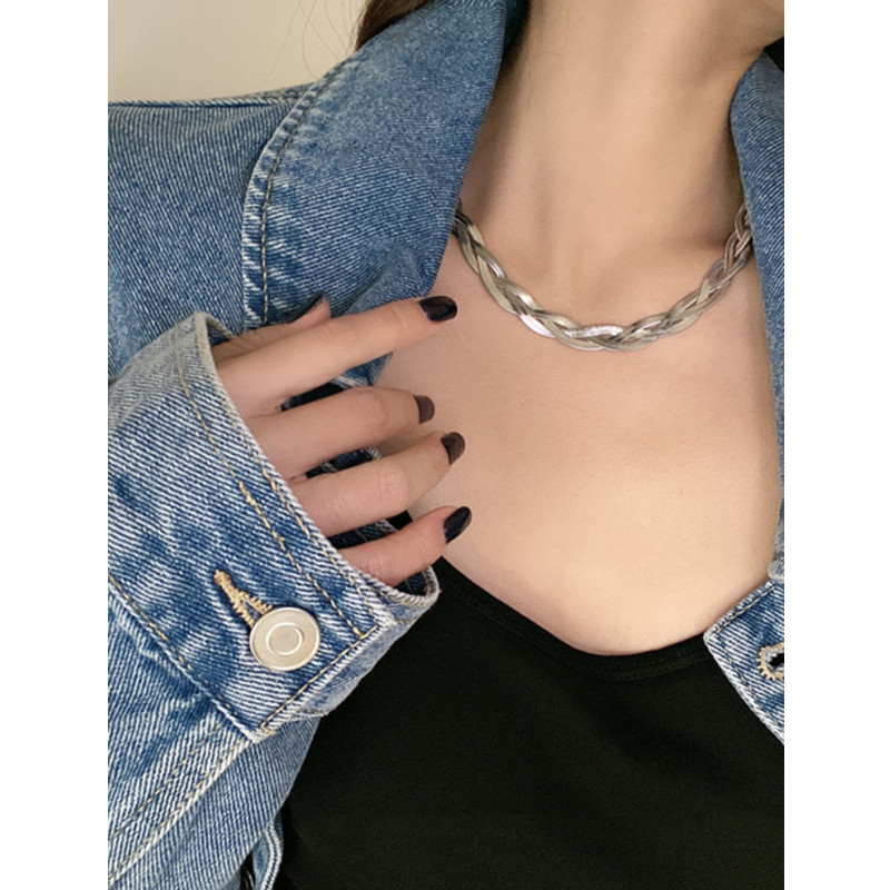 钛钢不掉色女双层缠绕蛇骨项链
