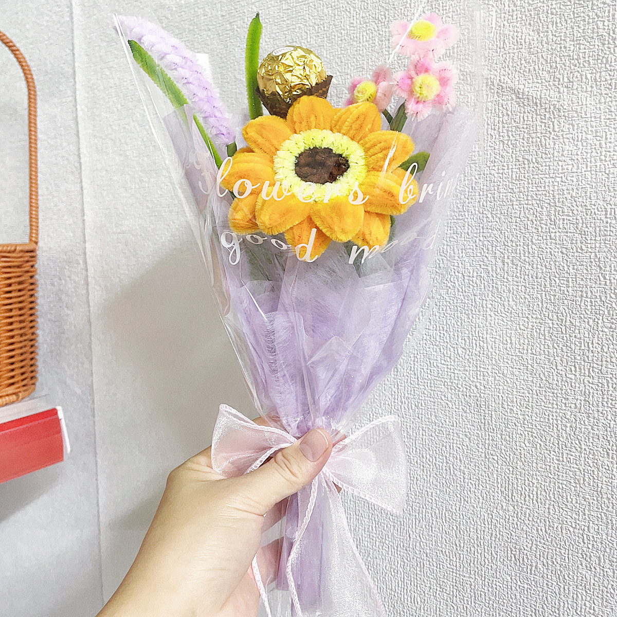 成品扭扭棒手工花束巧克力向日葵