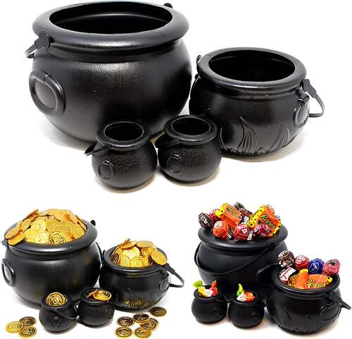 1Pc Candy Jars Kettle Halloween Decor Candy Cauldron Black W