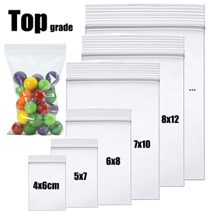 100pcs Clear Zip Lock Bags Thick Ziplock Plastic Small packi