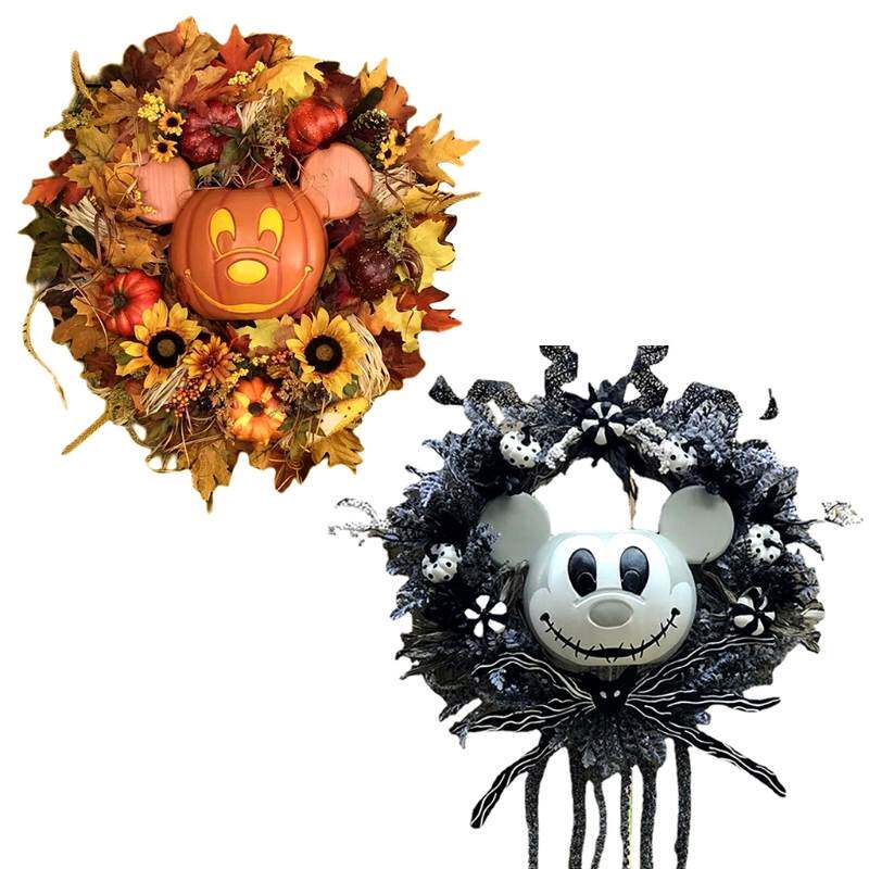 Pumpkin Wreath Decor Halloween Thanksgiving Front Door Deco