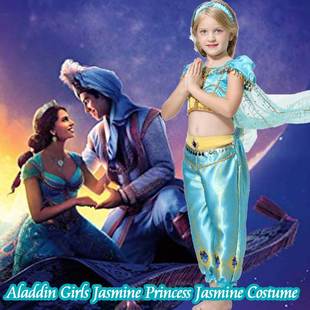 Aladdin Girls 迪士尼cos服儿童 Jasmine Costume阿拉丁公主服装