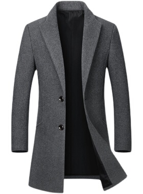 Winter Wool Jacket Men's High-quality long Coat casual男大衣