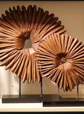 现代实木新中式禅意雕塑木雕摆件样板间售楼处客厅 家居装饰品