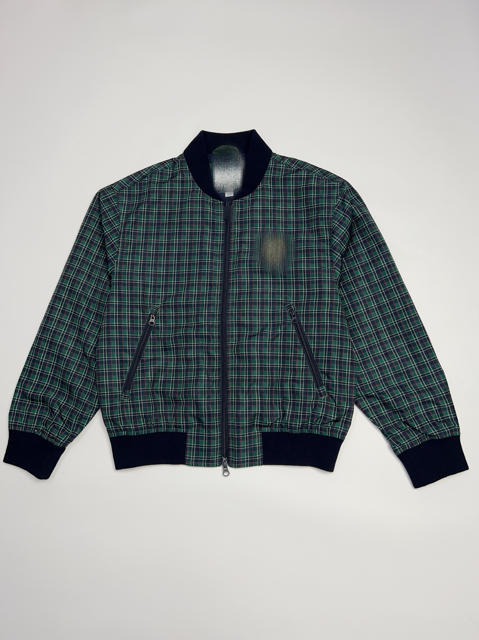 时尚拼接休闲男女同款夹克格纹舒适棒球领夹克外套