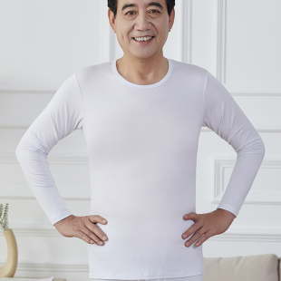 衬衣内搭全棉毛衫 保暖上衣圆领线衣低领打底衫 春 长袖 纯棉秋衣男士