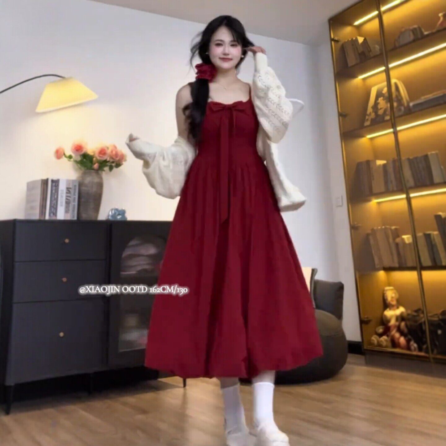 大尺码法式甜美蝴蝶结吊带洋装女夏季胖mm显瘦收腰巨好看遮肉裙子
