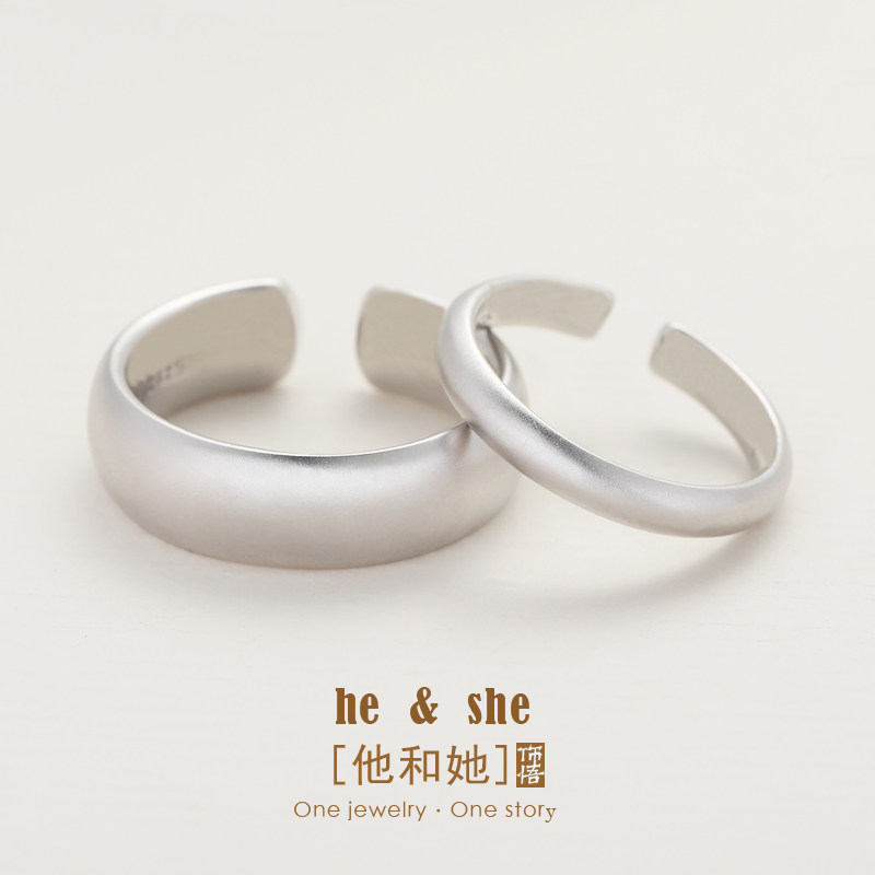 饰悟原创设计小众素圈情侣戒指纯银男女一对简约情侣对戒订婚戒指