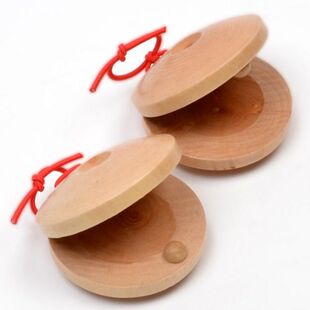 儿童响板乐器幼儿园口才专用奥尔夫打击乐原木质手指圆舞板小快板