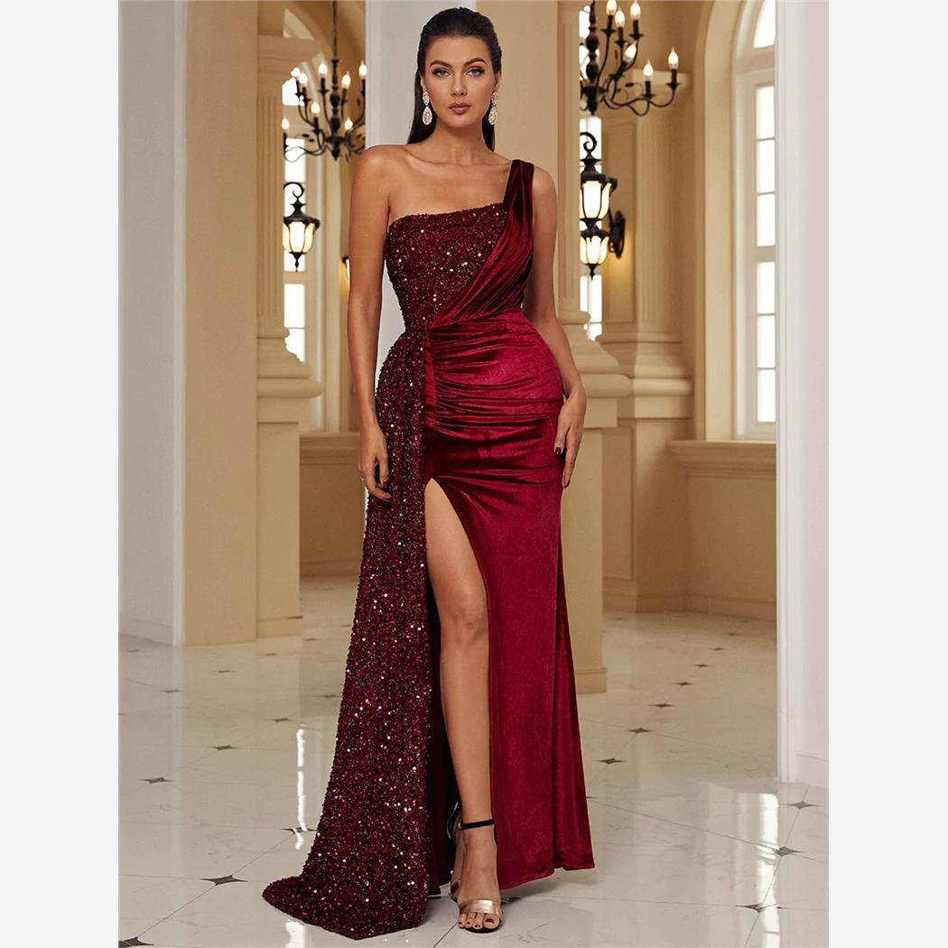 开叉气质露肩连衣裙晚礼服 Fishtail Style Off Shoulder Dress