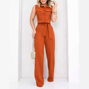 口袋马甲直筒裤套装 Pocket Vest Straight Tailored Pants Set